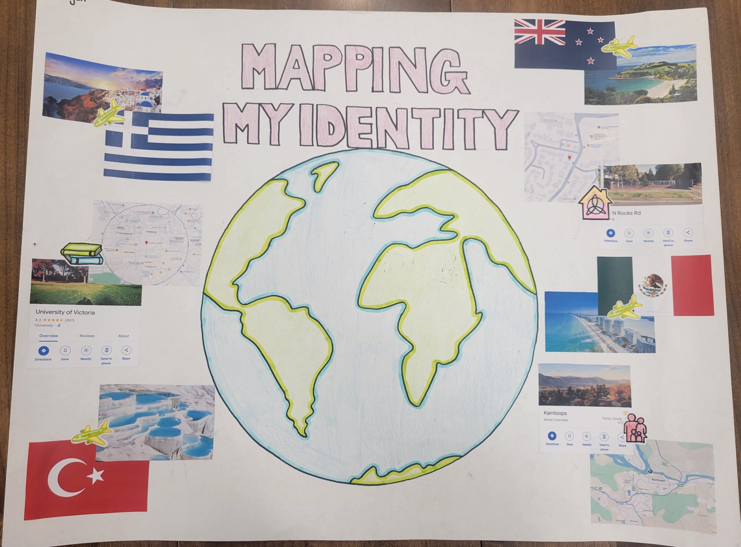 Image provided by Nichelle Penney Mapping Identity poster with hand drawn globe