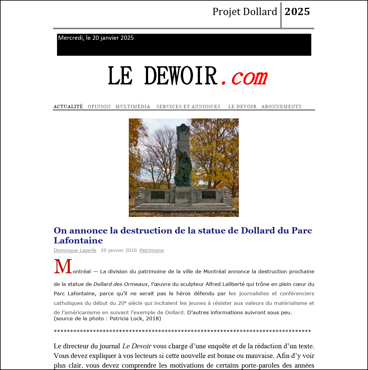 Image provided by Dominique Laperle Screenshot of LeDewoir.com