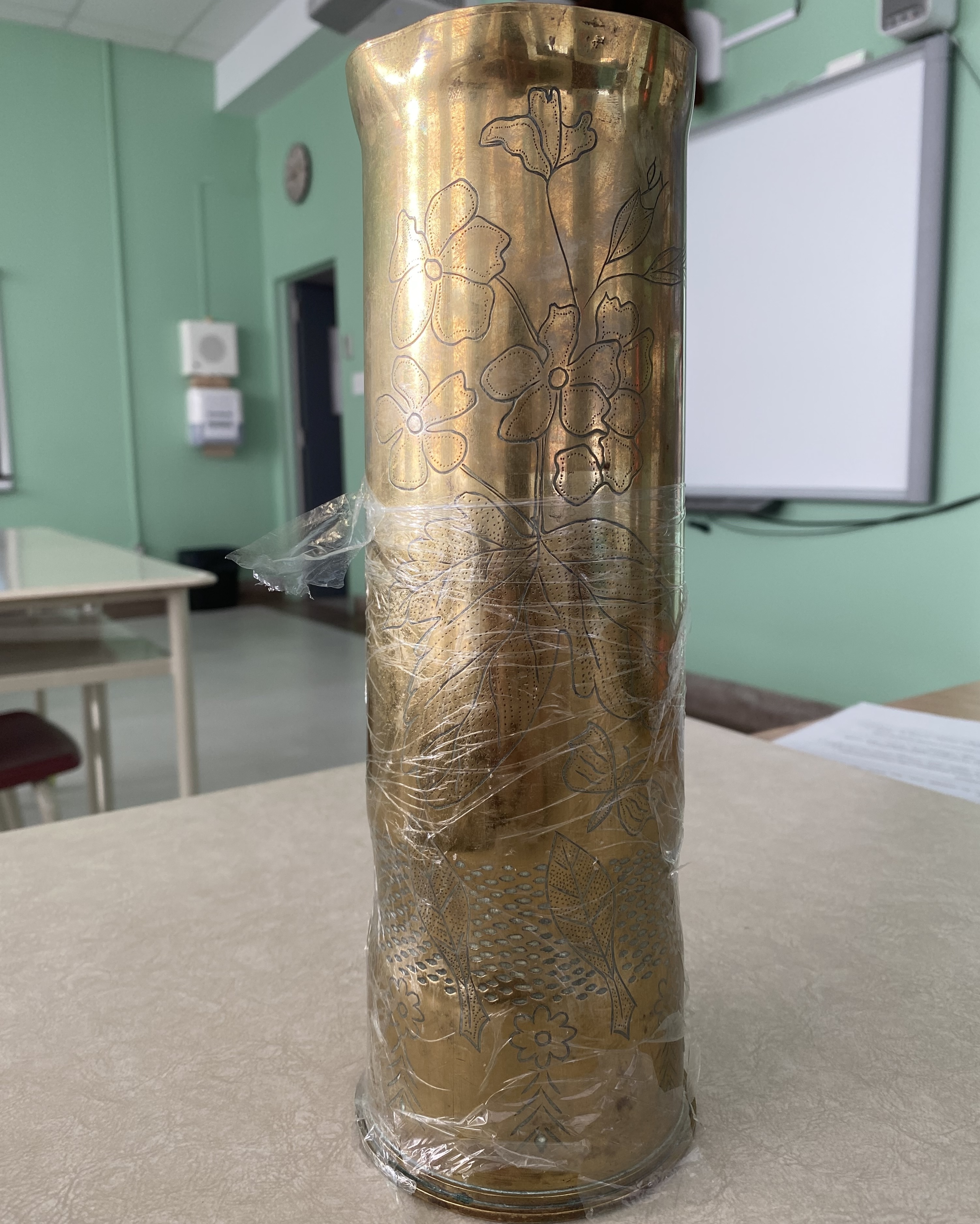 Image provided by Michael Scholes. World War I artillery shell