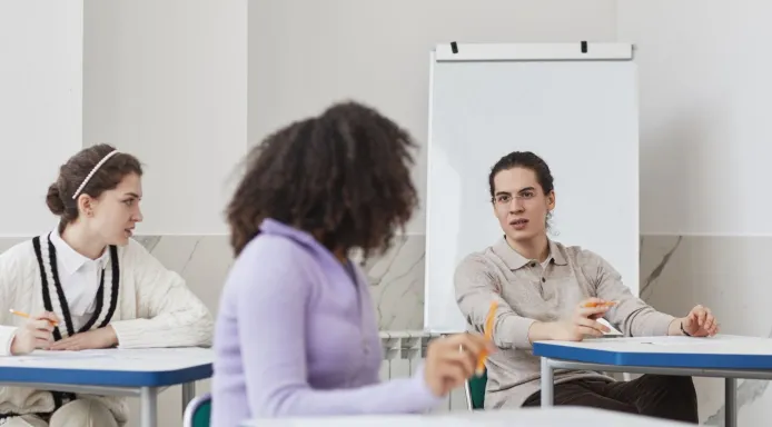 Students in classroom conversation