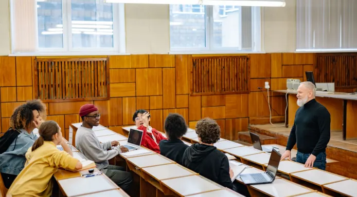 University classroom discussion