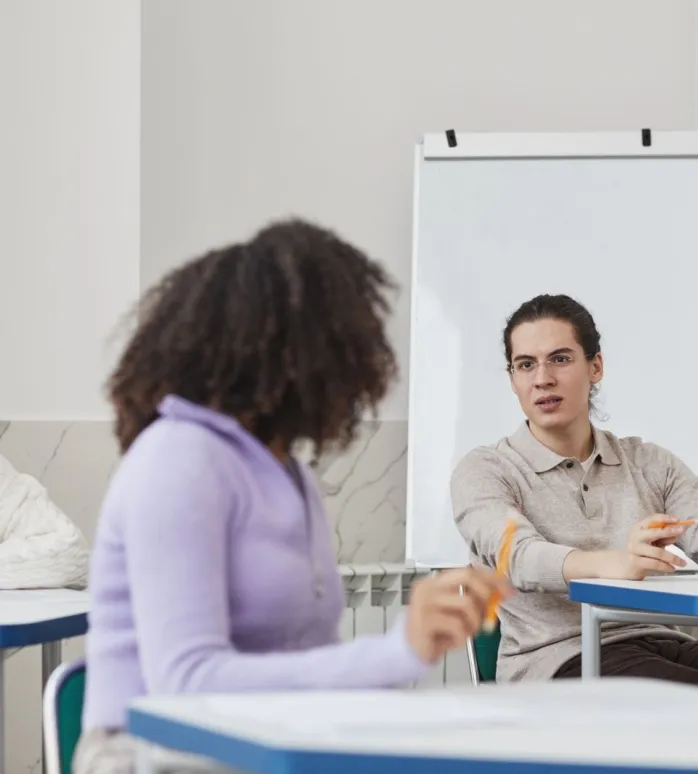 Students in classroom conversation