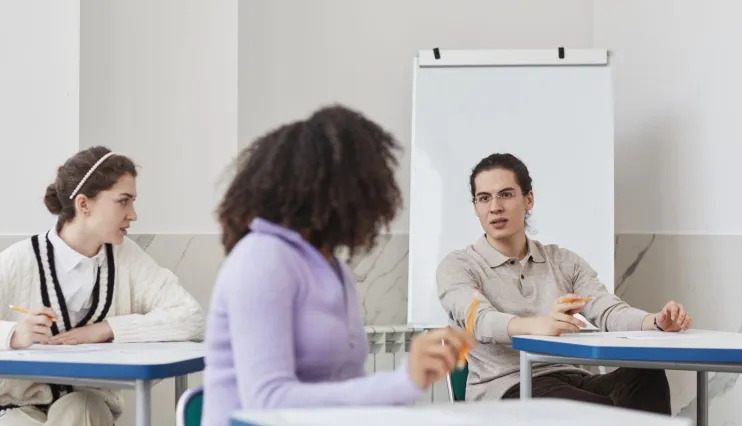 Students in classroom conversation